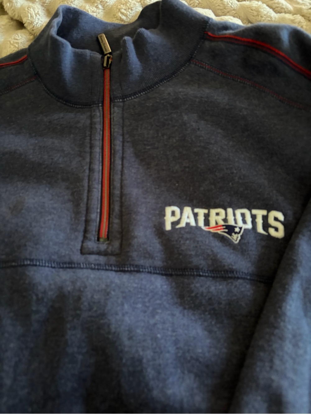 Tommy Bahama Navy Quarter-Zip Pullover with Red Trim